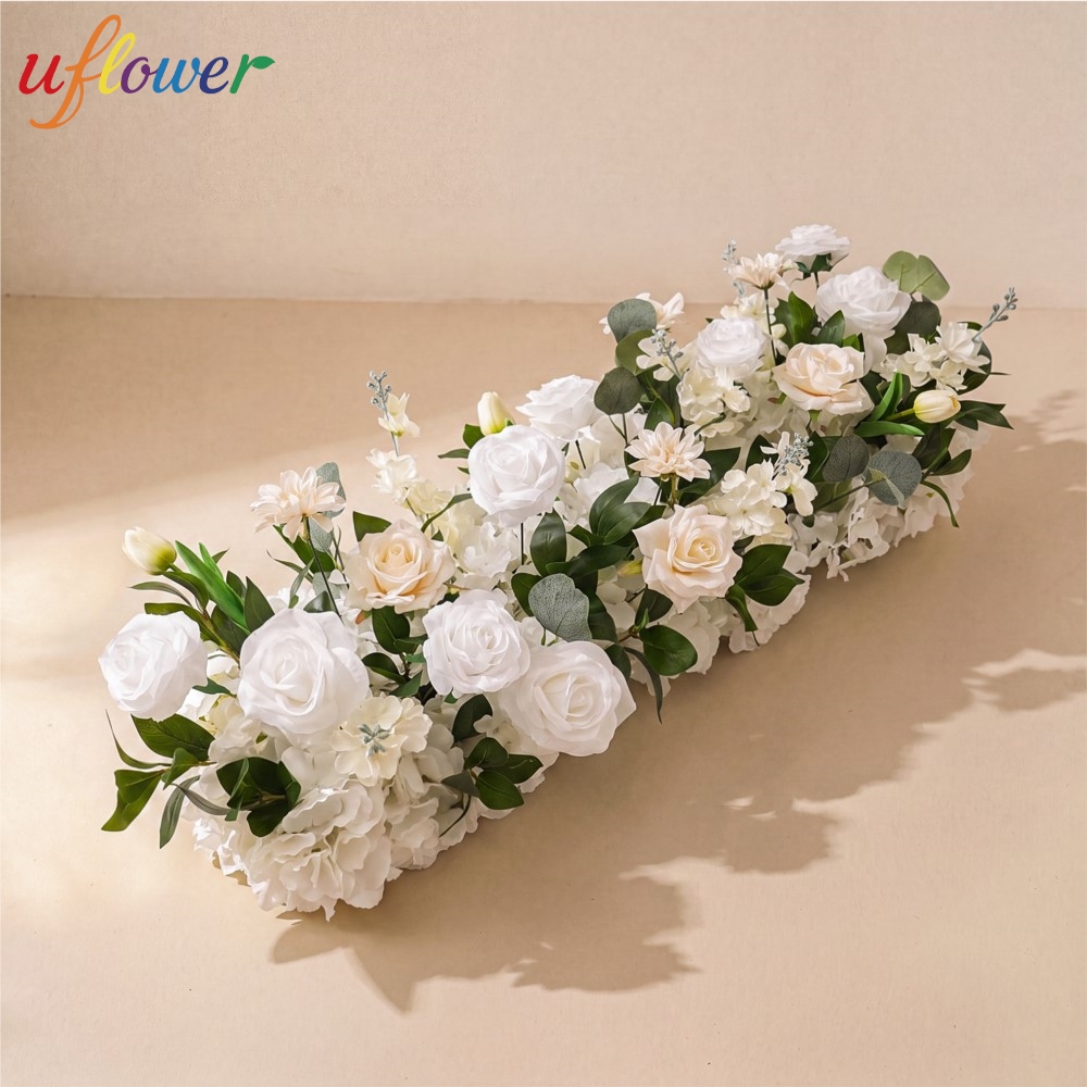 Flower Wall Panel - Uflower Rose Greenery Flower Row Long